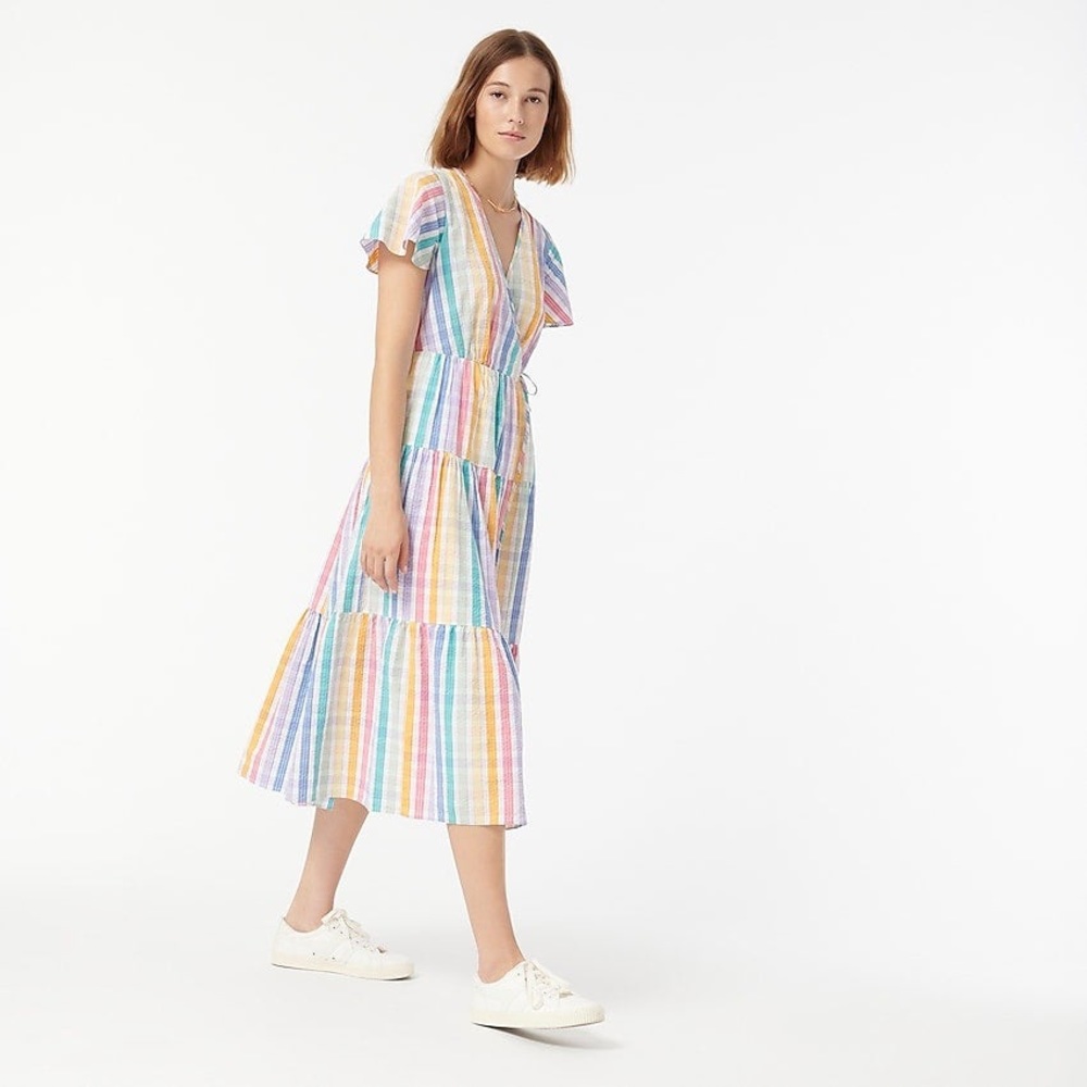 J. Crew Faux Wrap Dress - Rainbow Gingham